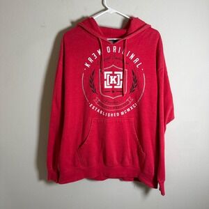 y2k KR3W Original Vintage Mens XL Red‎ Graphic Pullover Hoodie Skate Streetwear